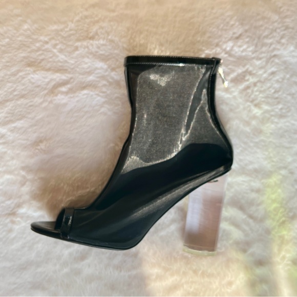 Leith Saber Mesh Open Toe Sandal Lucite Heel - Picture 2 of 6